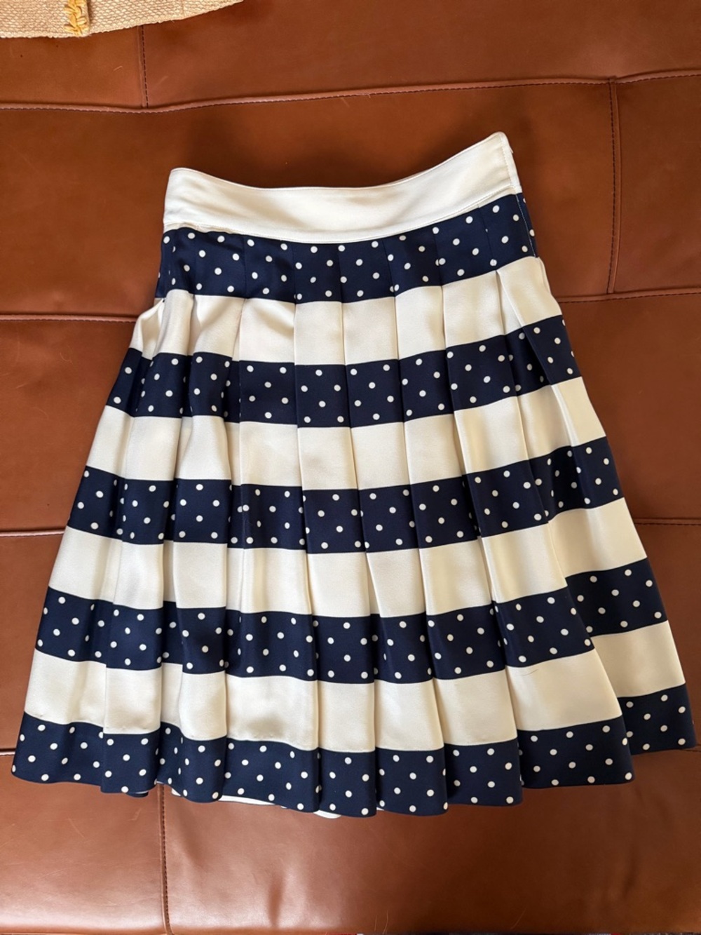 Classic Valentino Navy & White Striped A-Line Skirt - Picture 3 of 5